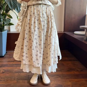 2色／サイドリボン小花柄スカート ・8569