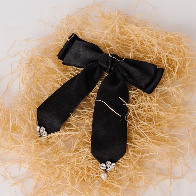 SILK  SATIN  BOW - NOIR