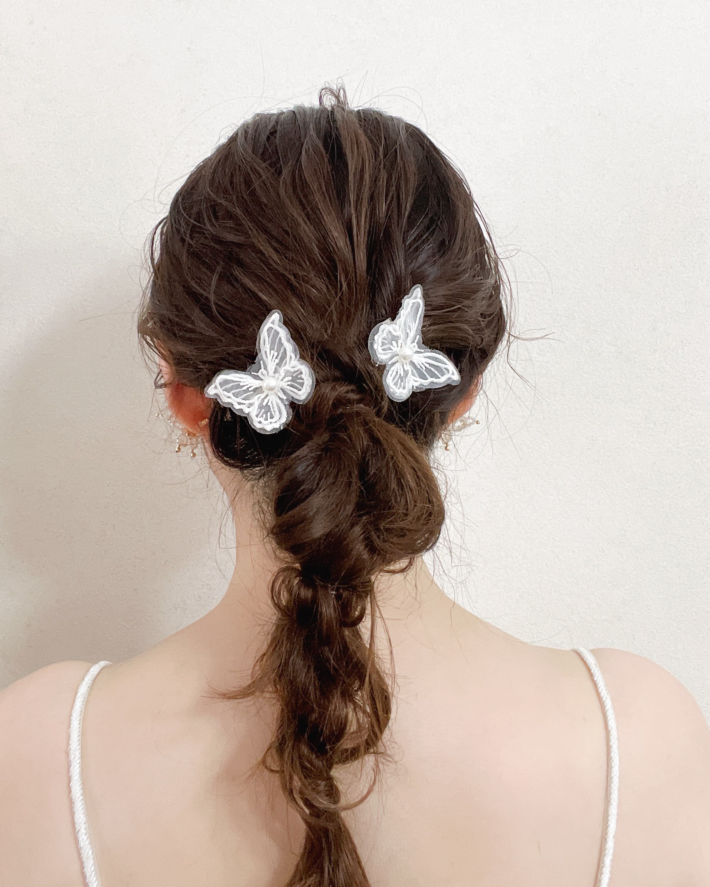 POTETE　バタフライ 緑 & ハートリボン クリップ 黒　ヘアアクセサリー POTETE バタフライ 緑 & ハートリボン クリップ 黒 ヘア