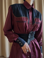 bordeaux & black mode vintage shirt-5177-3