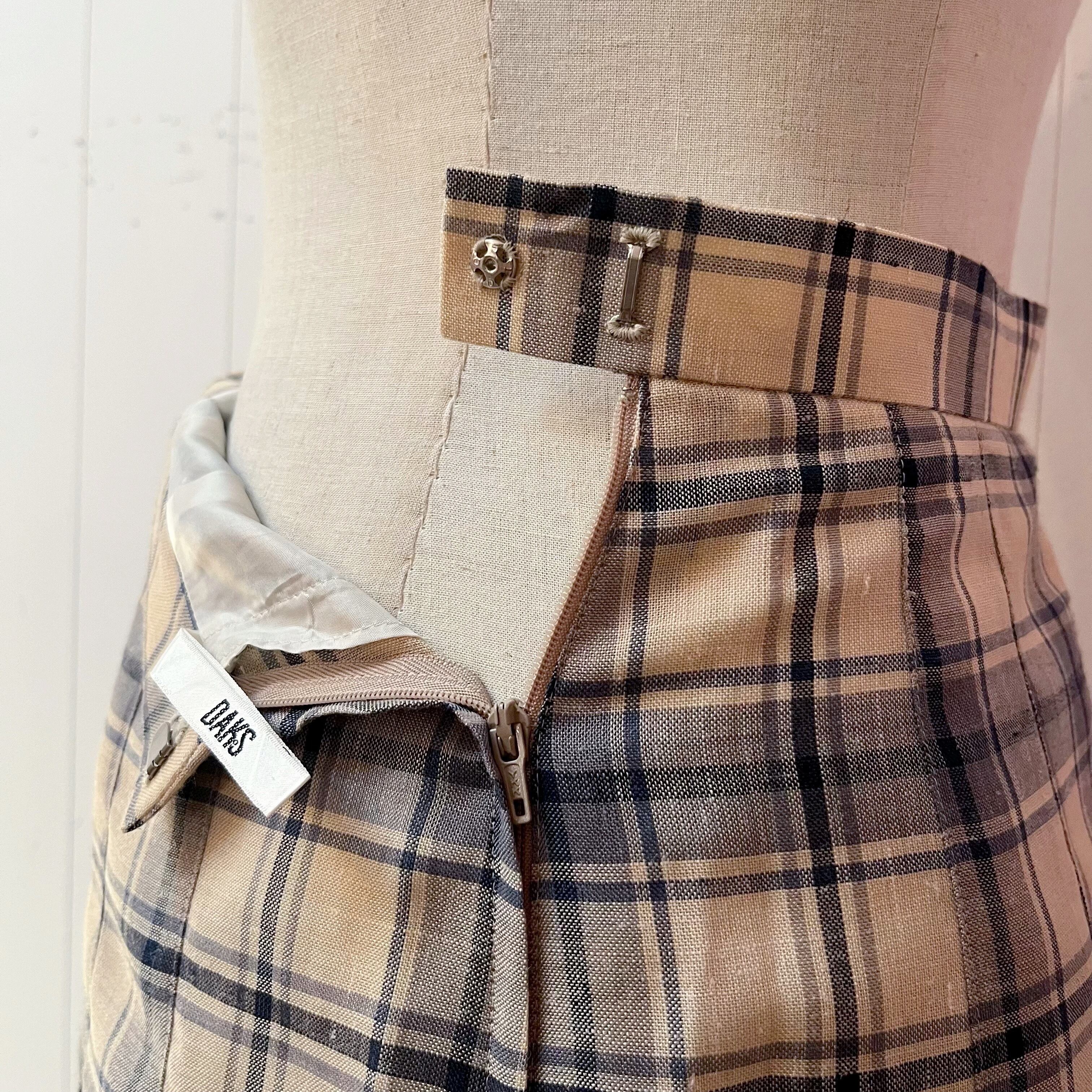 DAKS / blue beige check skirt