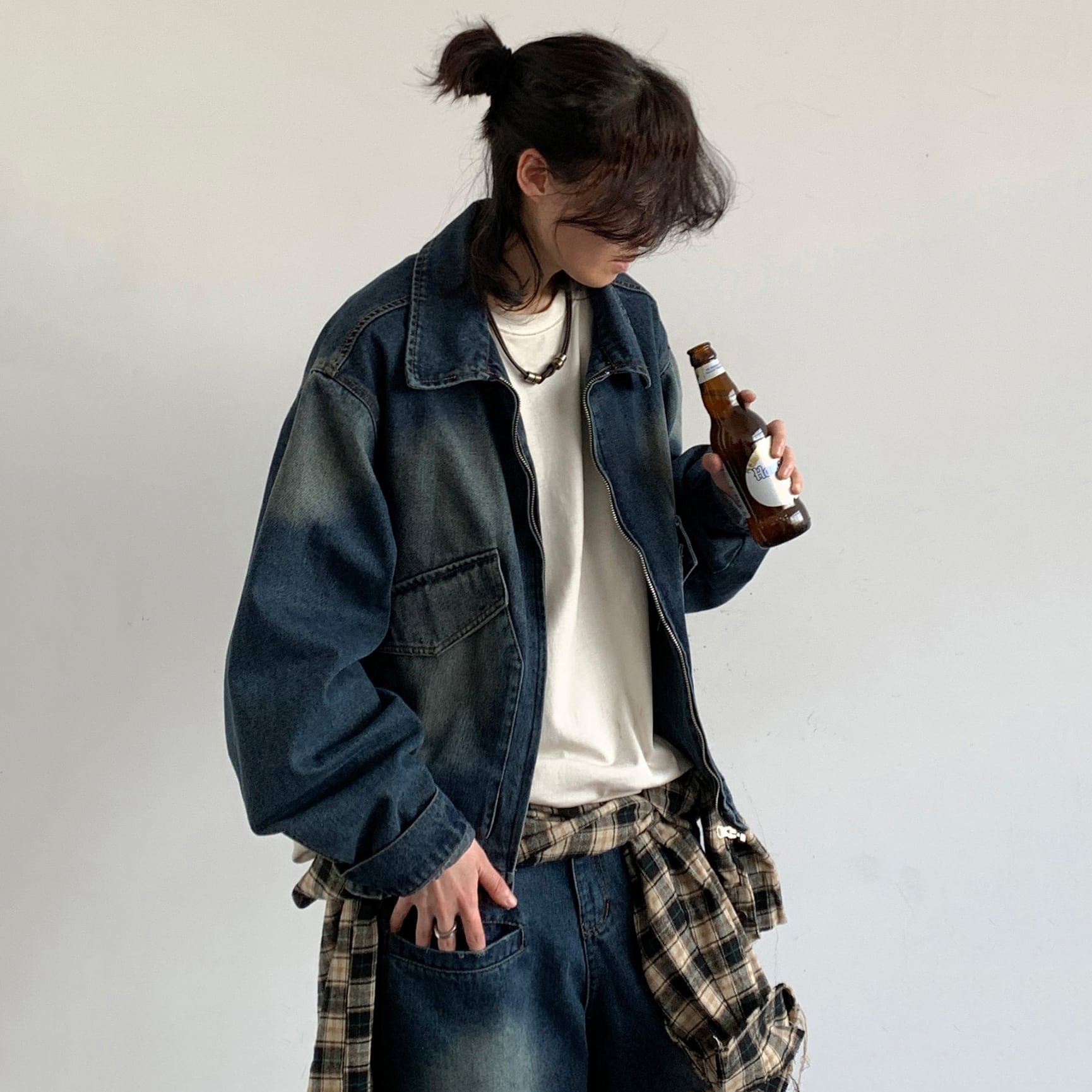 jiwuusウォッシュドショートデニムジャケット | mblueshop jiwuusウォッシュドショートデニムジャケット | mblueshop