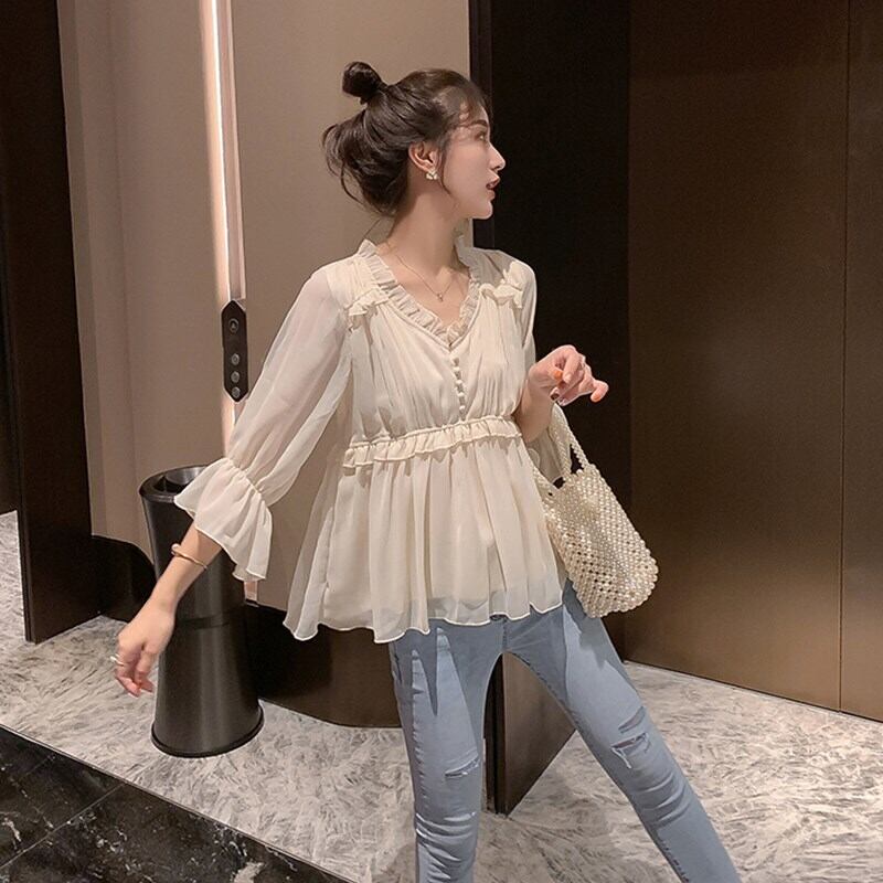 トップス シャツ ドールシャツ 袖あり 7分袖 七分袖 Vネック シフォン ハイウエスト フレンチ 優しい かわいい 大人可愛い きれいめ シンプル 大人 おしゃれ お洒落 レトロ 大人女子 ラフ ラブリー キュート ガーリー 甘い 涼しい 無地 春 夏 秋 10代 20代 30代 レディース 女性用 ママ 学生 通学 デート お出かけ 女子会 休日 リゾート 旅行 海 プール ホテル ショッピング 着回し 普段使い お揃い 双子 ファッション プレゼント ギフト S M L XL ゆったり ベージュ