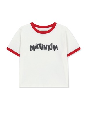 [Matin Kim] MATIN LOGO RINGER CROP TOP IN WHITE 正規品 韓国ブランド 韓国通販 韓国代行 韓国ファッション マーティンキム matinkim 日本 店舗