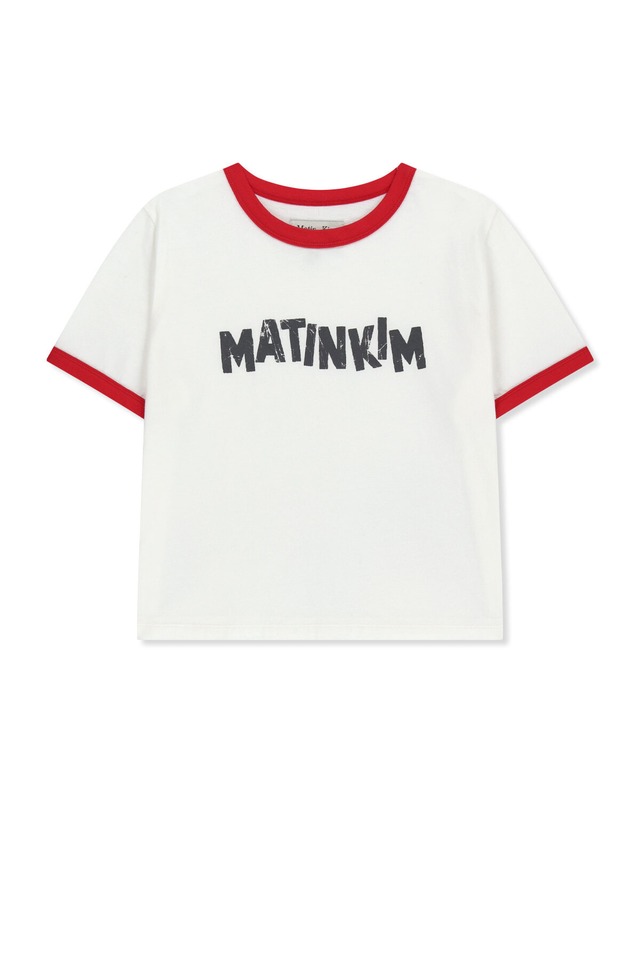 [Matin Kim] MATIN LOGO RINGER CROP TOP IN WHITE 正規品 韓国ブランド 韓国通販 韓国代行 韓国ファッション マーティンキム matinkim 日本 店舗