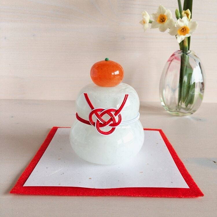 硝子家すずめ ガラスの鏡餅(白)