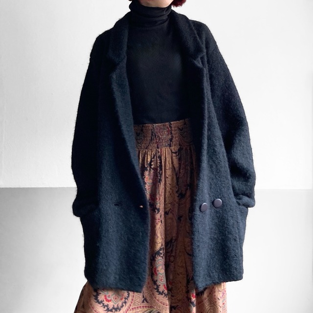 Black Wool Knit Coat Jacket