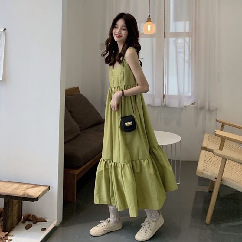 グリーンスカート サマードレス ロング 夏物 スーパーモール39988098254