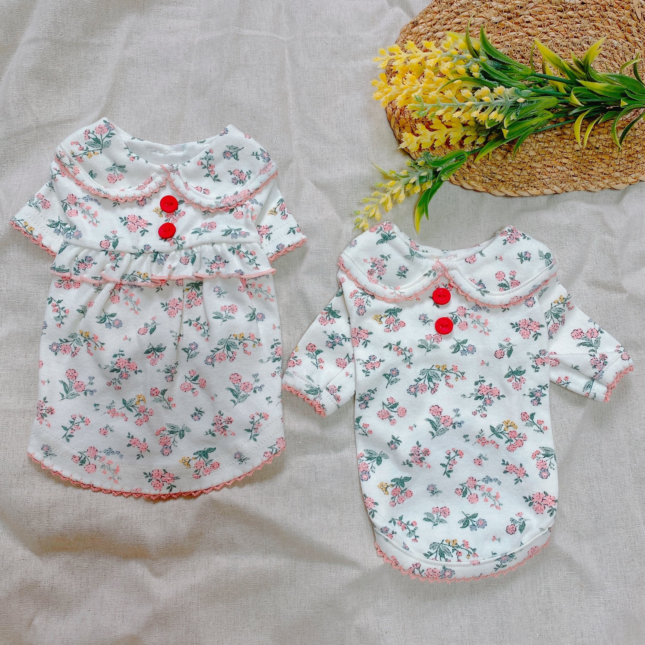 【SALE】コスモス Tシャツ/ワンピース XS ~ XL /  犬服 新作 可愛い 犬の服 お揃い ペット ドッグウェア 小型犬 中型犬 猫 onepiece38