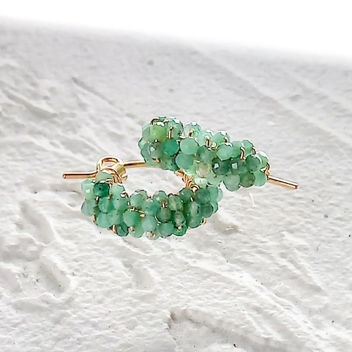 14kgf Emerald pavé pierced earrings / earrings