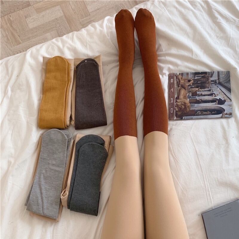 スプリングベルベットソックス レディース レッド 春物 タイツ ストッキング ステッチ YY-ファッション49974692588