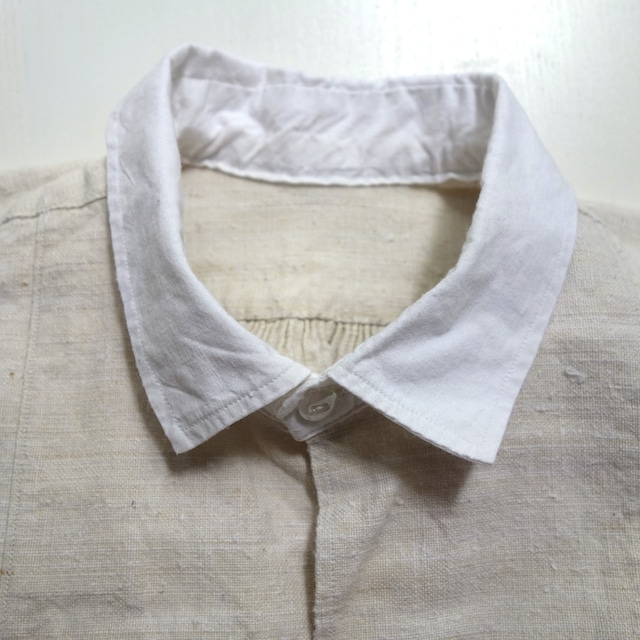 【MADE IN FRANCE】【DEADSTOCK】PAYSAN リネンロングスリーブシャツスモック "BLOUSE PAYSANNE D'ANTAN"