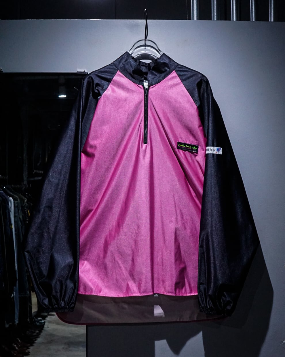 add (C) vintage】80's “adidas”“aditex” Half-Zip Pullover Nylon