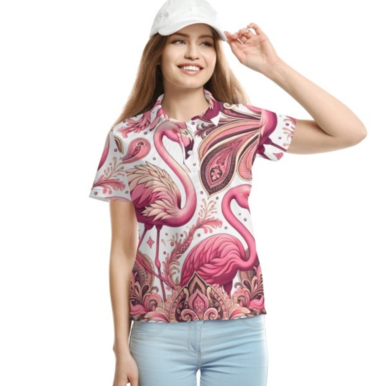 Women's All Over Print Polo Shirt Paisley 4660