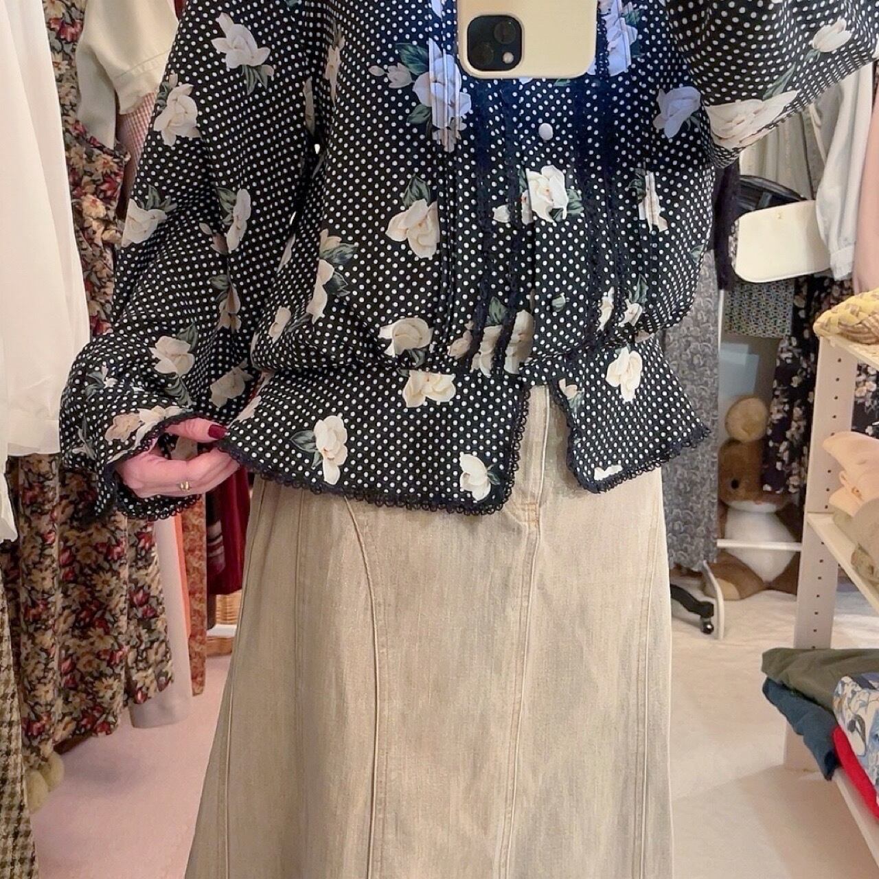 black dot flower peplum blouse