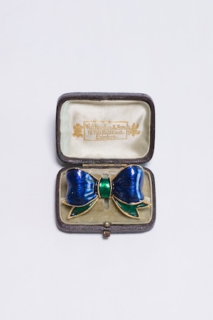 【Run Rabbit Run Vintage】Blue and green ribbon brooch