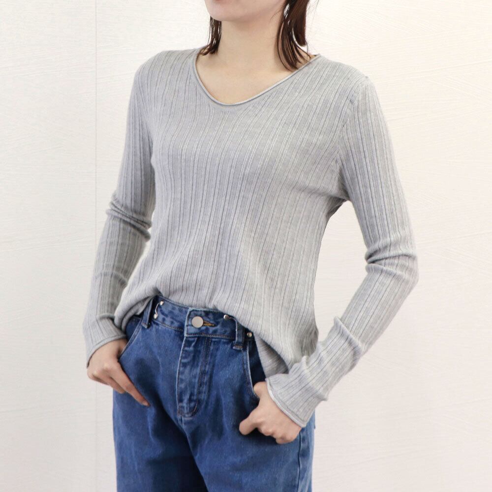 Vネック ニット トップス レディース 春秋 韓国 長袖 きれいめ シンプル 大人 かわいい おしゃれ リブニット ニットソー カジュアル 大人可愛い 大人女子