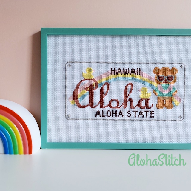 図案 Hawaiian Number Plate Aloha Stitch クロスステッチのお店 図案 Hawaiian Number Plate Aloha Stitch クロスステッチのお店