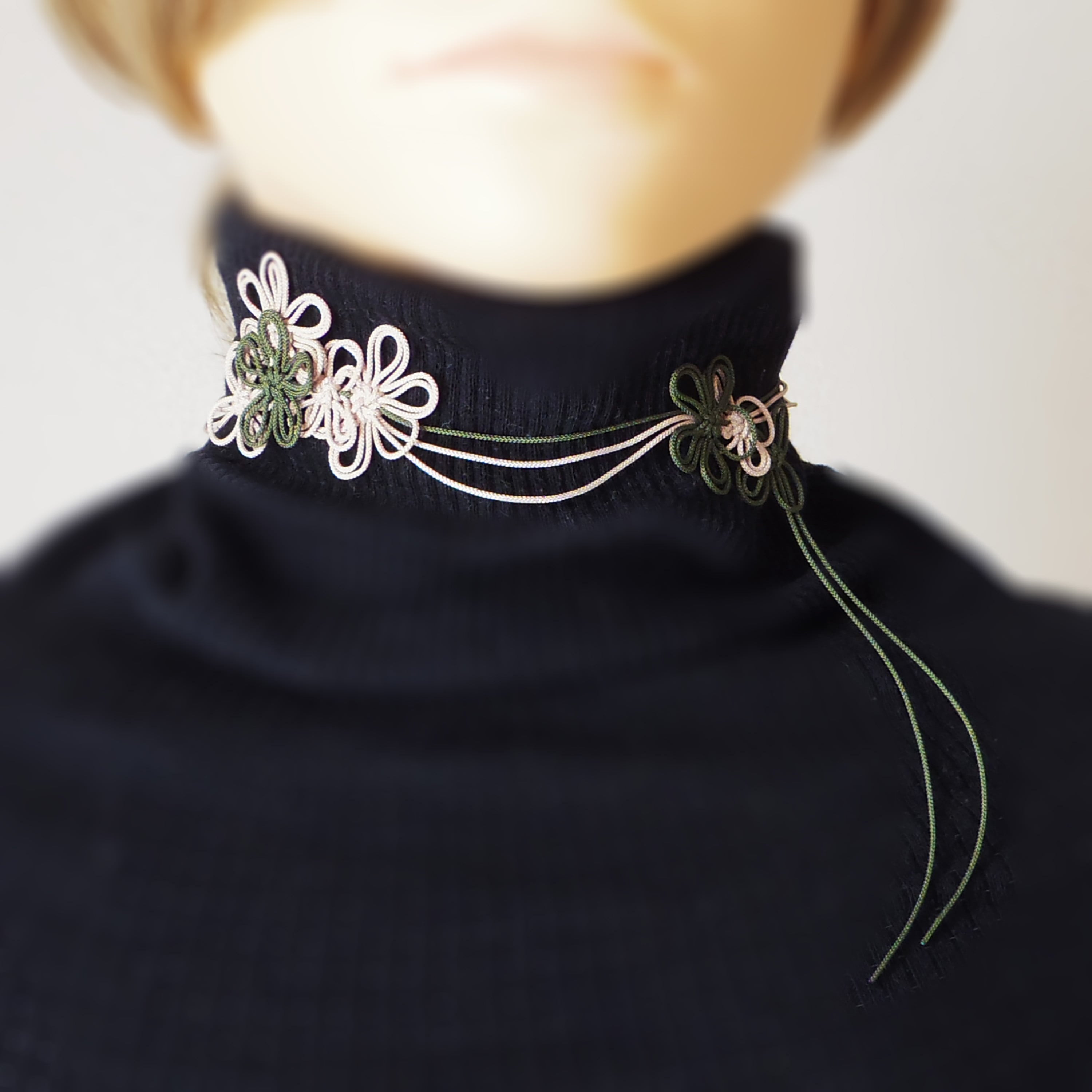 【新作】チョーカー「爛漫と萌」(深緑×薄茶)