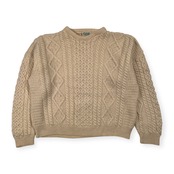 80s 90s アイルランド製 Carraig Donn フィッシャーマン ニット セーター S /アイボリー/アラン ケーブル セーター ビンテージ/男女でも