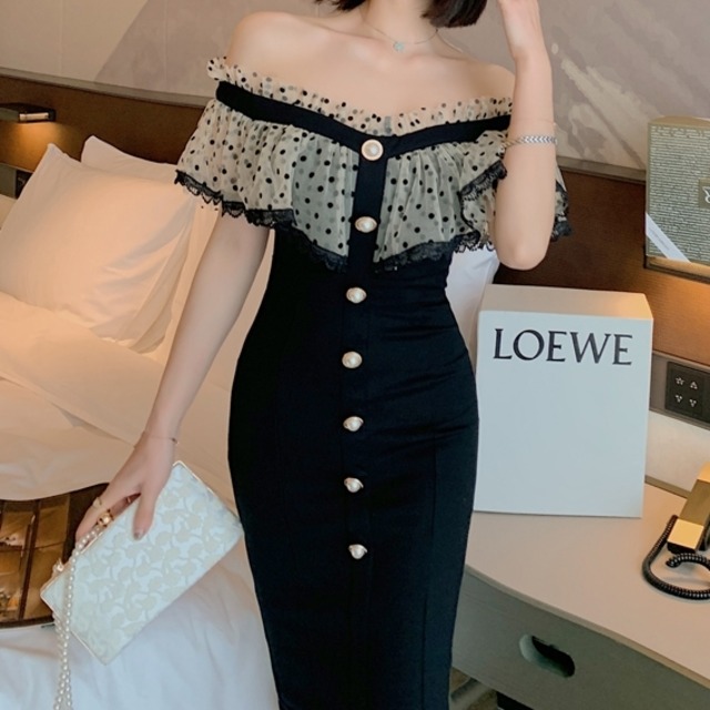 ワンピース レディース 春夏 秋冬 春 夏 秋 冬 黒 オフショルダーワンピース フリル タイトワンピース ミモレワンピース ドレス タイトワンピ タイトドレス ミモレワンピ パーティードレス ドット柄 韓国 デートコーデ お出かけ お呼ばれ ブラック 10代 代 30代 40代 C ワンピース レディース 春夏 秋冬 春 夏 秋 冬 黒 オフショルダーワンピース フリル タイトワンピース ミモレワンピース ドレス タイトワンピ タイトドレス ミモレワンピ パーティードレス ドット柄 韓国 デートコーデ お出かけ お呼ばれ ブラック 10代 代 30代 40代 C