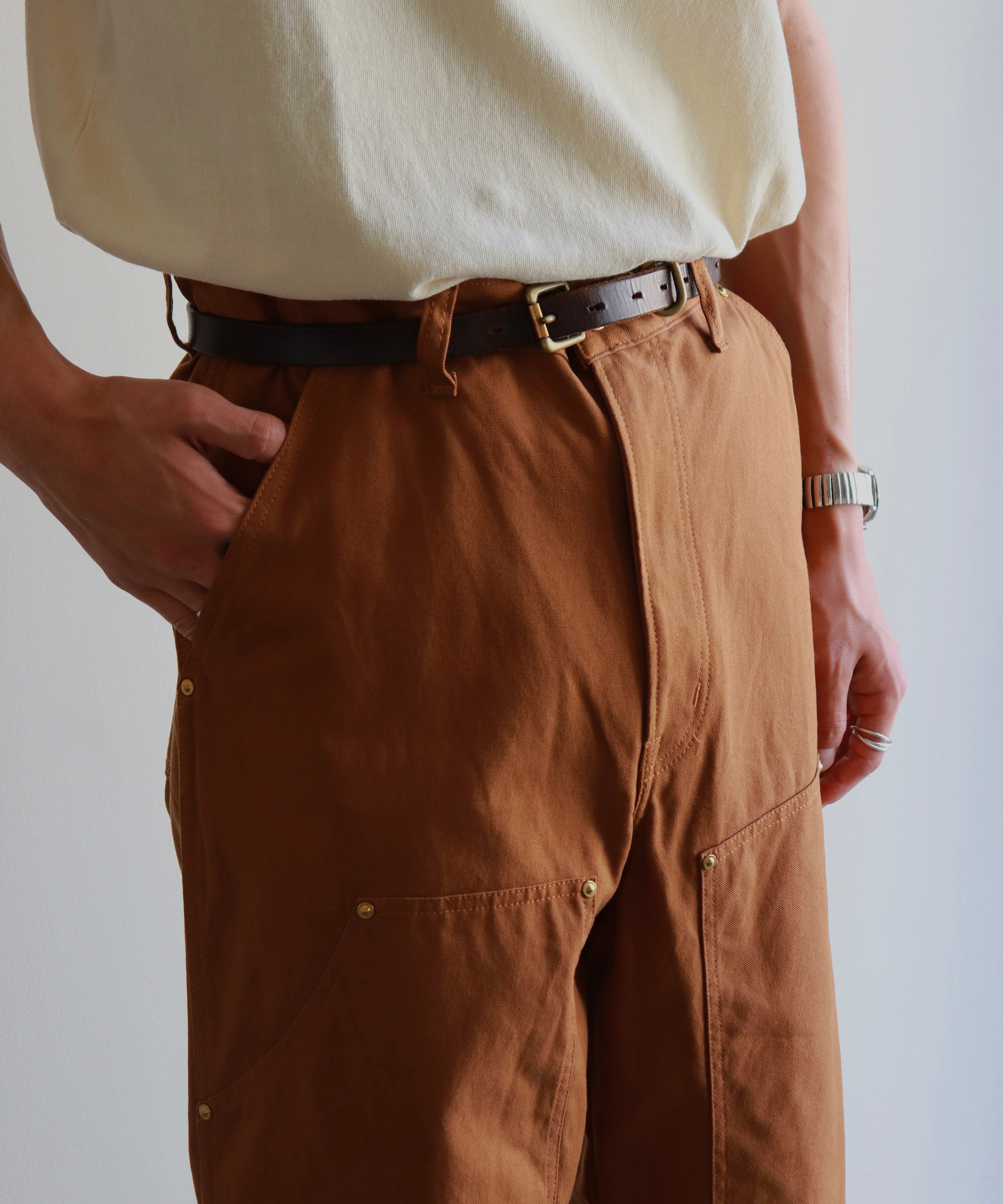 UNUSED / UW1176 DOUBLE KNEE DUCK PANTS (BROWN) | AfterSchool
