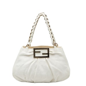 フェンディ ミア チェーン ハンドバッグ 8BR615 ホワイト キャンバス エナメル レディース FENDI 【中古】