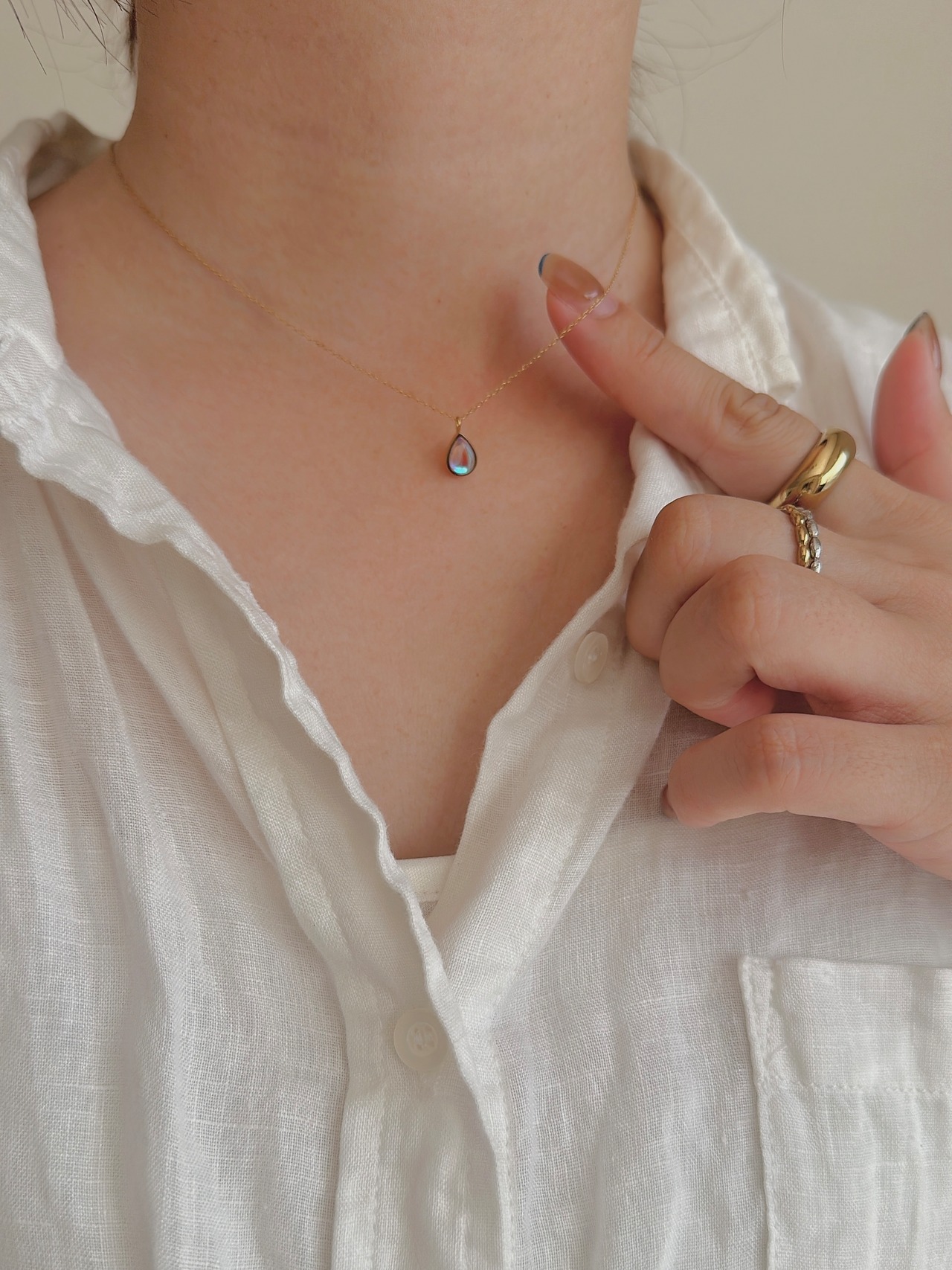 SS マグネットクリスタルネックレス