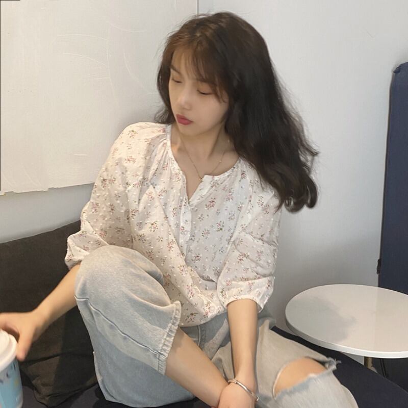 夏の薄手のレディースシャツデザインニッチな新しい20205ポイントスリーブフローラルブラウスフレンチサンスクリーンカーディガン 1号婦人45898586220