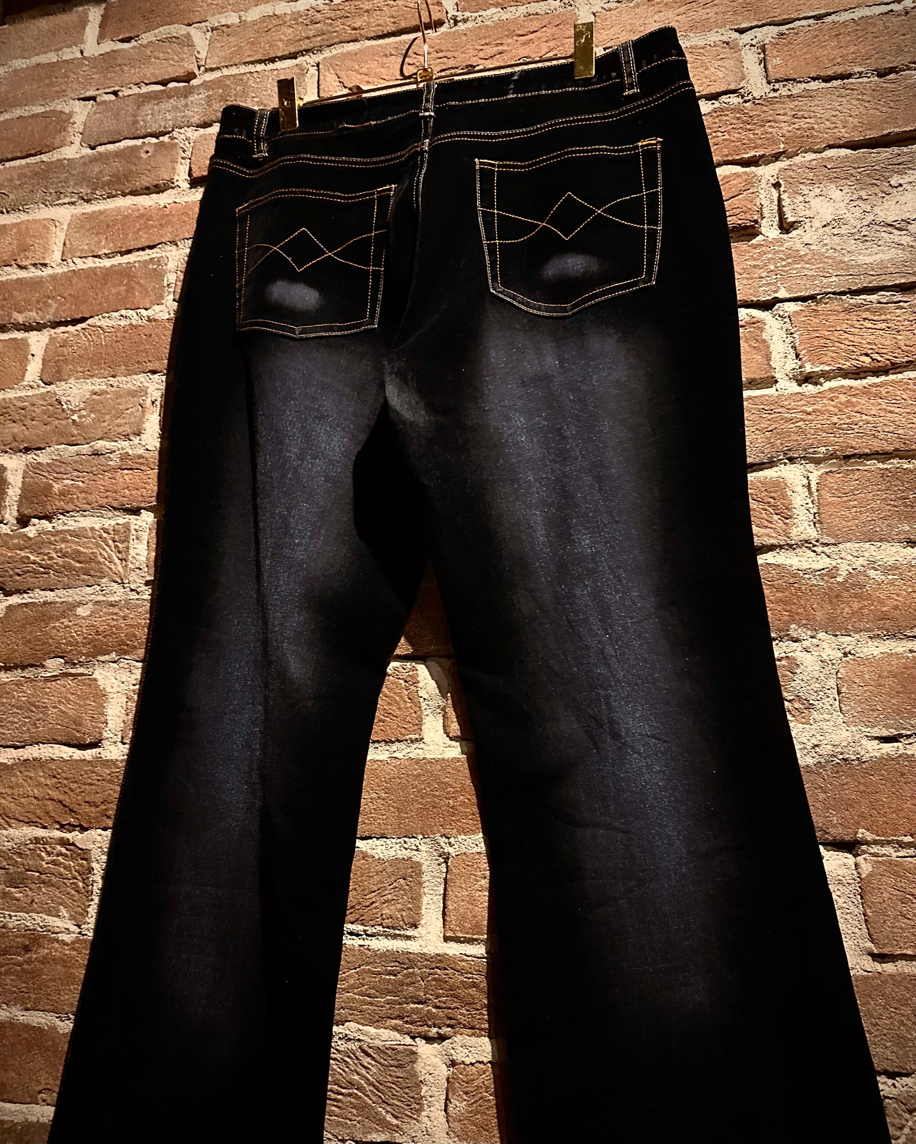 Caka act3】Glitter × Flocky Coating Vintage Flare Denim Pants