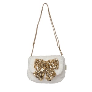 X596:Sequin Bow Fluffy Bag-WHITE