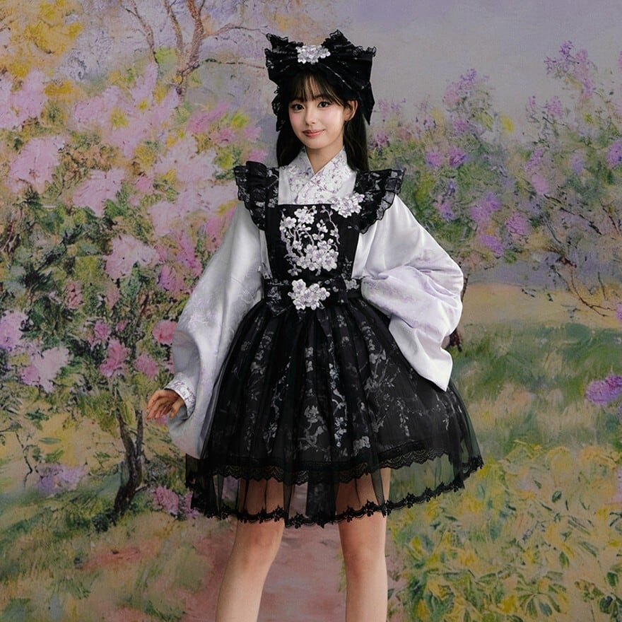 中華ロリータ ウエストベルト 花飾りレースリボン 4色展開 | ゴスロリ