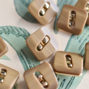 ●『2個セット』スクエア ゴールドバー×ベージュ 17.5㎜