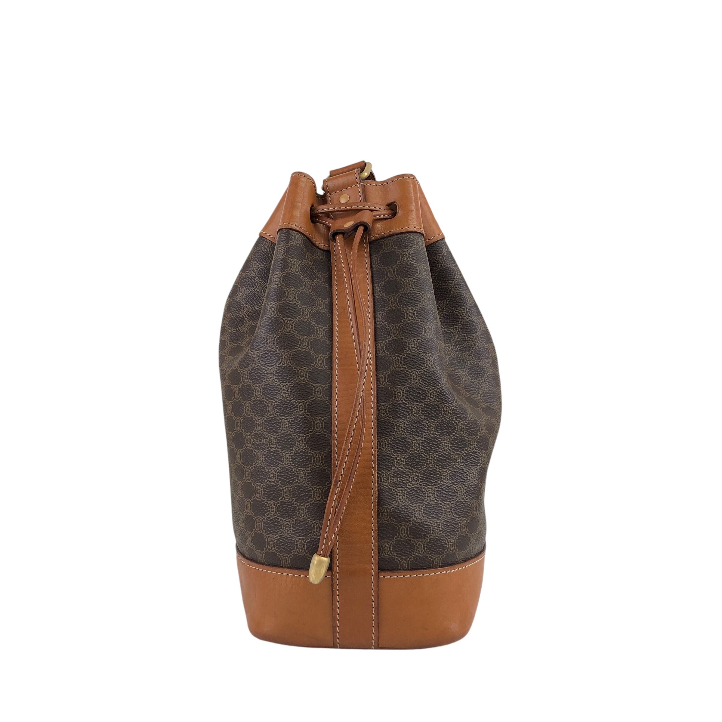 CELINE セリーヌ マカダム ショルダーバッグ ブラウン ブラゾン型押し
