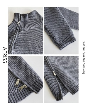 サイドジップハイネックニット 3color A0741