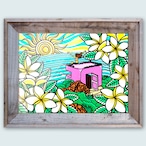 Wood Panel L Size（Pink Pill Box）with Recycled Wood Frame