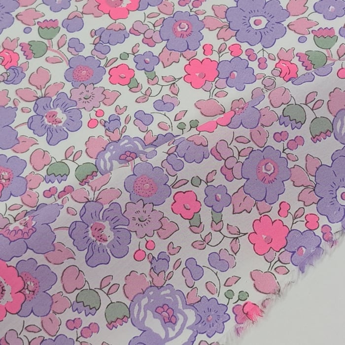 説明欄確認要(訳あり/ズレ有り)◆輸入 リバティ LIBERTY タナローン Betsy Neon Purple ベッツィ ネオンパープル 約130×50cm