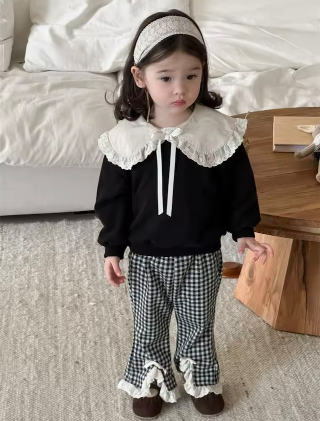 【取寄】フリルビックカラーのリボン付きトップス