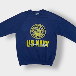 SANTEE SWEATS 90s USA製 スウェット トレーナー US NAVY ロゴプリント プルオーバー ラグラン ヴィンテージ  ビンテージ オールド US古着