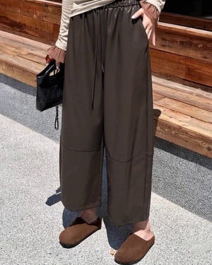 ハイウエストフェイクレザーワイドパンツ  2color A0591