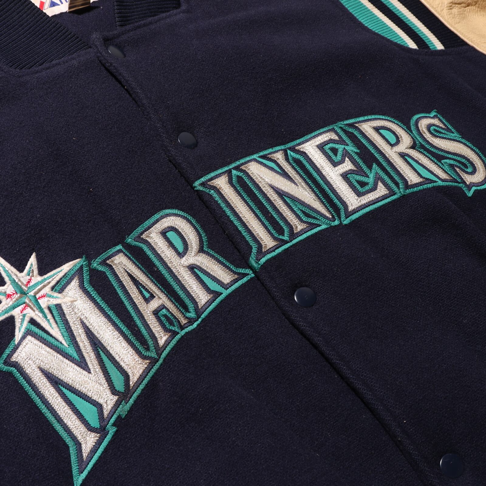 M Seattle Mariners Majestic 本革 カウレザー スタジャン ジャケット