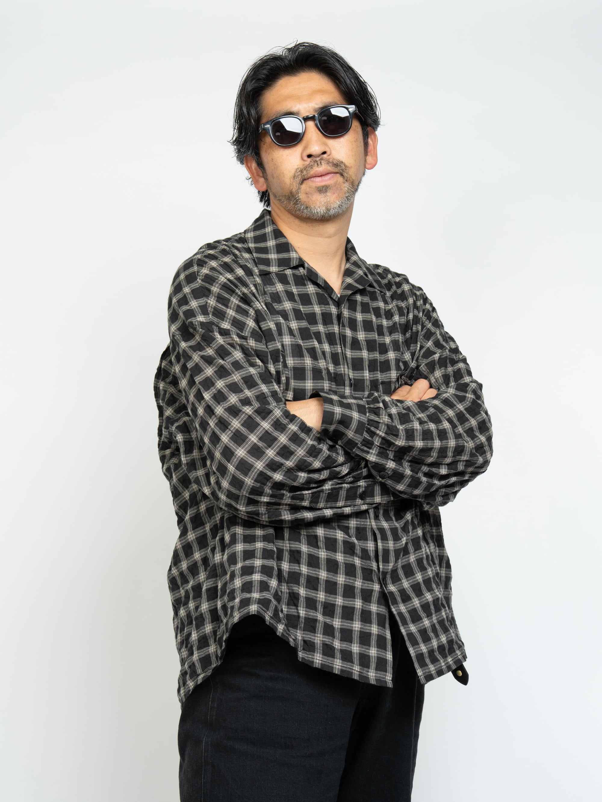 KAJA ORGANIC COTTON CHECK OPEN COLLAR SHIRT | KAJA