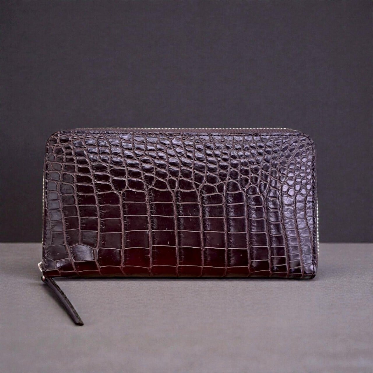 新春スペシャルSALE |ダークブラウンマットクロコダイル ラウンドファスナー財布(限定1本)