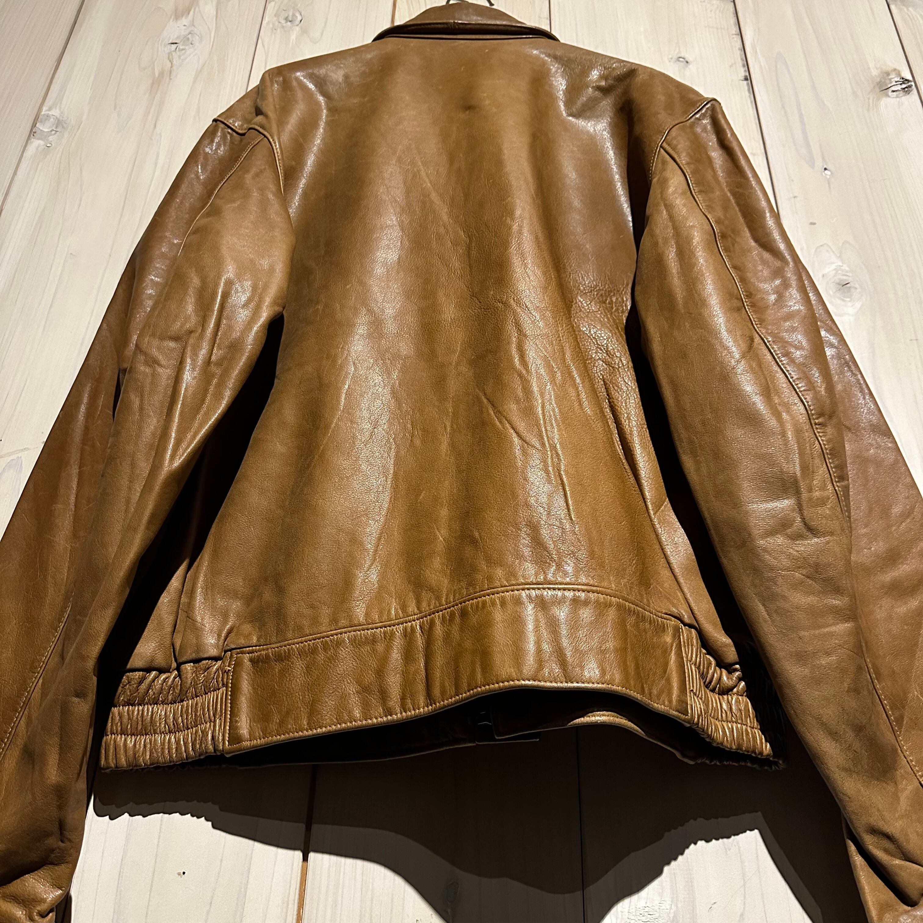 a.k.a.C.a.k.a】Brown Leather Vintage A-2 Type Flight Jacket