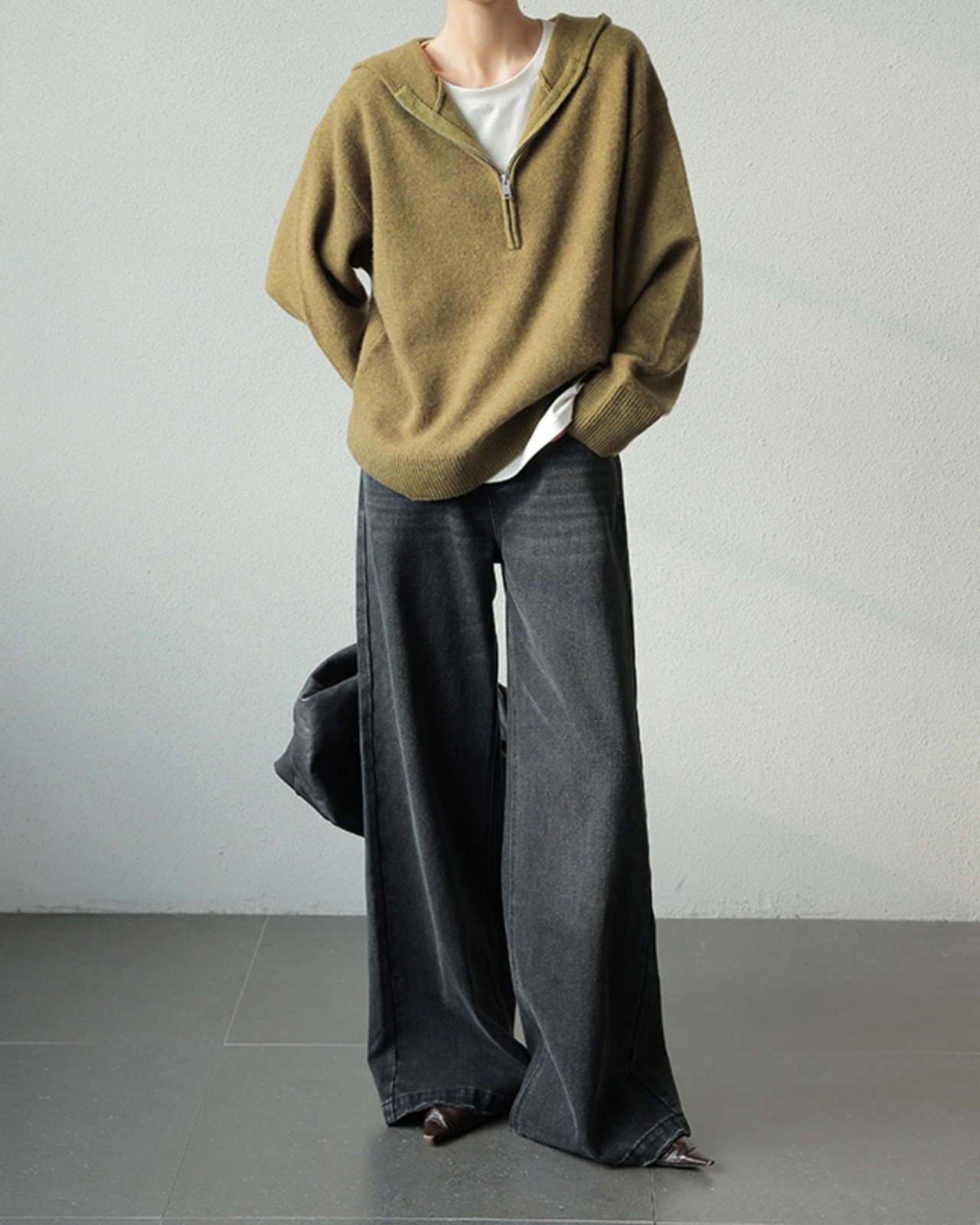 Long sleeve hooded pullover Sweater　T20126