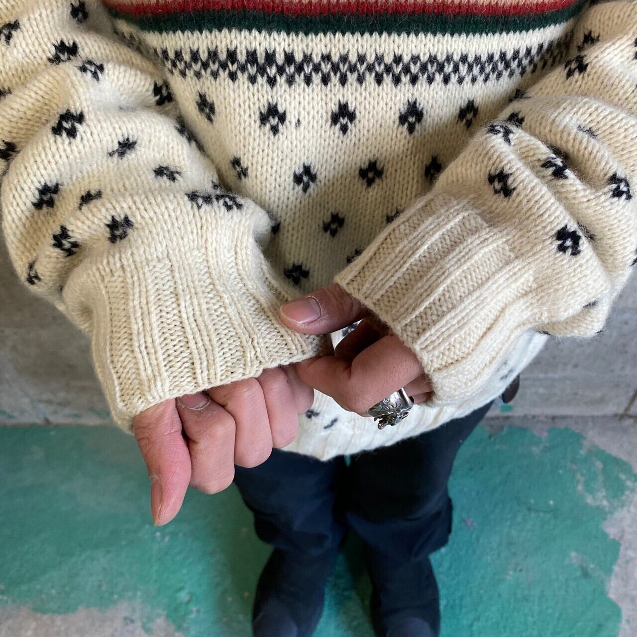 ポロバイラルフローレン ノルディック柄 ウールニットセーター メンズ