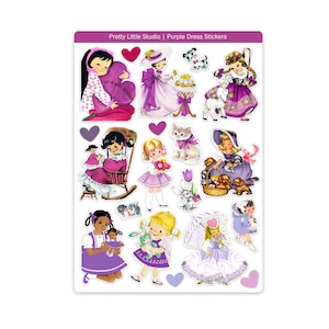 新入荷☆PLS51☆PrettyLittleStudio【Purple Dress】透明PVC Big Stickers sheet ステッカー シート