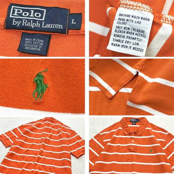 1点物◇ラルフローレンPOLOボーダー柄ポロシャツ古着LメンズXL