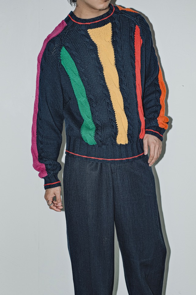1990s multi pattern cable knit