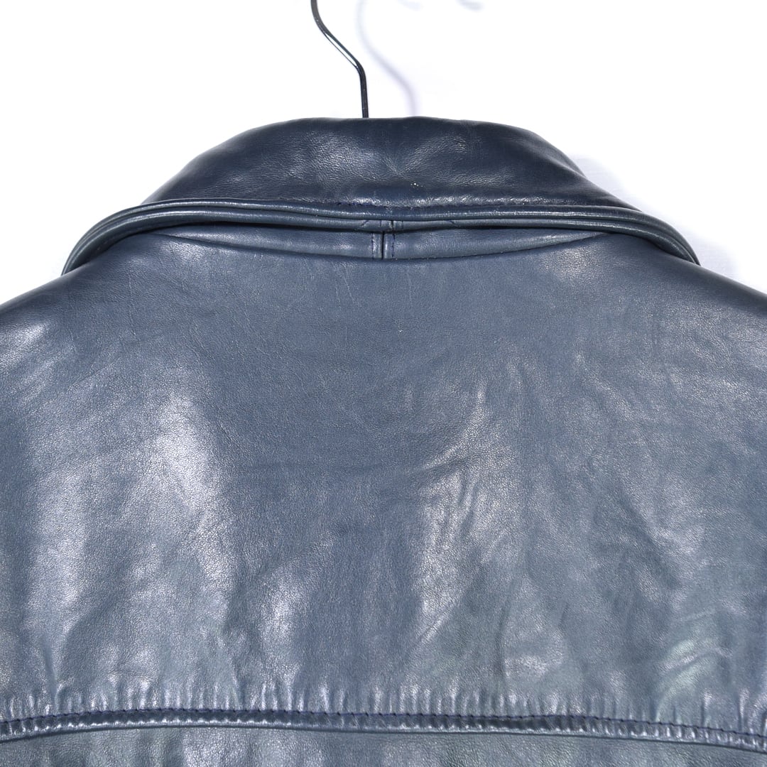 ✅90s VINTAGE Papas ワッペン袖レザーメルトンウールスタジャン ✓90s VINTAGE Papas ワッペン袖レザーメルトンウールスタジャン